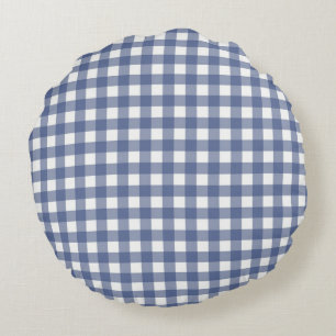 Baby Blue Gingham Rundes Kissen