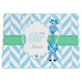 Baby Blue Giraffe Baby Dusche 2 Große Geschenktüte (Vorderseite)