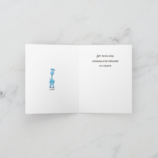 Baby Blue Giraffe Baby Dusche Dankeskarte (Innenseite)