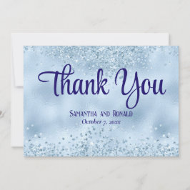 Baby Blue Glitzer and Foil Wedding Dankeschön Card Dankeskarte