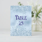 Baby Blue Glitzer and Foil Wedding Tischnummer (Stehend Vorderseite)
