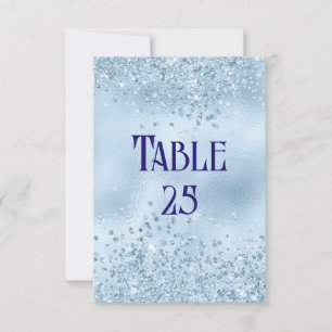 Baby Blue Glitzer and Foil Wedding Tischnummer