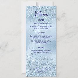 Baby Blue Glitzer & Foil Dinner Menu Card Einladung
