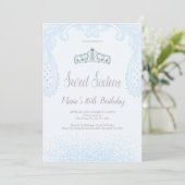 Baby Blue Glitzer & Lace, Sweet 16 Einladungen (Stehend Vorderseite)