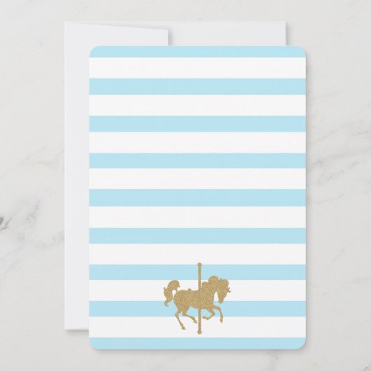 Baby Blue & Gold Carousel Boy Baby Dusche Einladung (Rückseite)