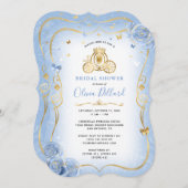 Baby Blue Gold Cinderella Princess Brautparty Einladung (Vorne/Hinten)