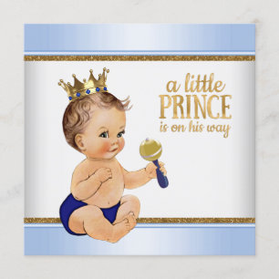 Baby Blue Gold Prince Baby Dusche Einladung