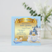 Baby Blue Gold Prince Babydusche Einladungen (Stehend Vorderseite)