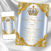 Baby Blue Gold Prince Babydusche Einladungen