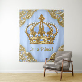 Baby Blue Gold Prince Babydusche Hintergrund Wandteppich