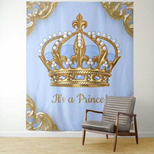 Baby Blue Gold Prince Extra große Baby-Background Wandteppich (Beispiel)