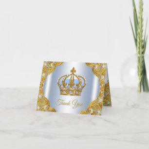 Baby Blue Gold Prinz Baby Shower Dankeskarten Dankeskarte