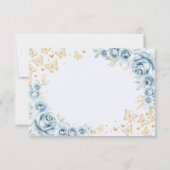Baby Blue Gold Quinceanera Reply RSVP Karte (Rückseite)