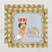 Baby Blue Gold Royal Prince Baby Dusche Einladung (Vorne/Hinten)