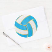 Baby Blue, Gold und White Volleyball Runder Aufkleber (Umschlag)
