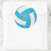 Baby Blue, Gold und White Volleyball Runder Aufkleber (Tasche)