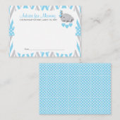 Baby Blue & Gray Elephant Baby Shower Sm - Beratun Hinweiskarte (Vorne/Hinten)