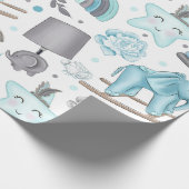 BABY BLUE & GRAY ELEPHANTS LAMPEN TOYS GESCHENKPAPIER (Ecke)