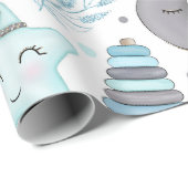 BABY BLUE & GRAY ELEPHANTS LAMPEN TOYS GESCHENKPAPIER (Rolleneckpunkt)