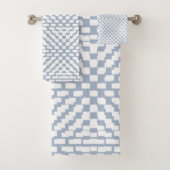 Baby Blue Gray Triangle Pattern Badhandtuch Set (Insitu)