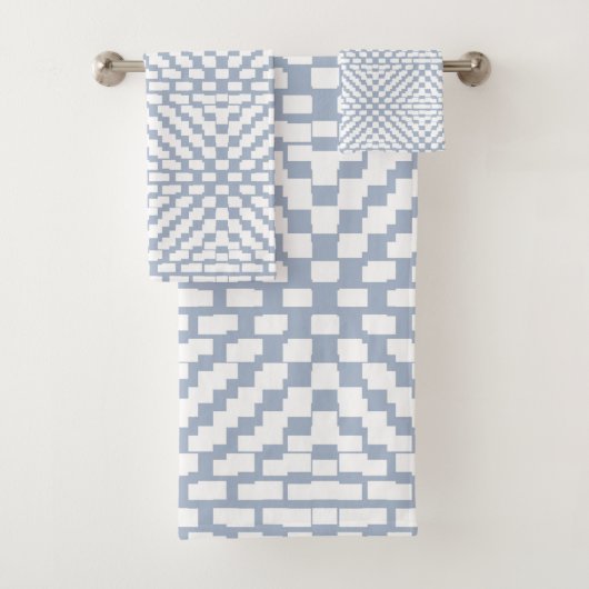 Baby Blue Gray Triangle Pattern Badhandtuch Set (Insitu)