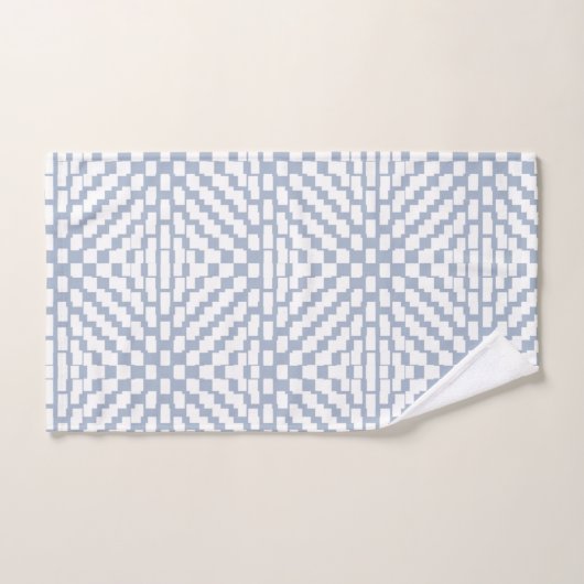 Baby Blue Gray Triangle Pattern Badhandtuch Set (Handtuch)