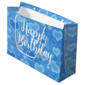 Baby Blue Happy Birthday Große Geschenktasche Geschenktüte (Vorderseite Schrägansicht)