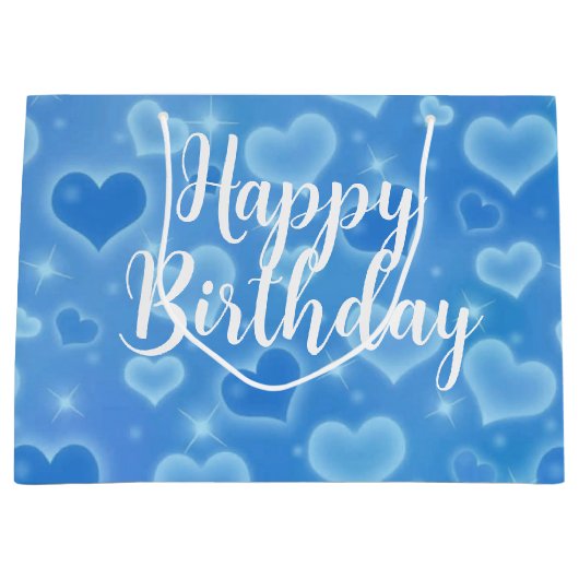 Baby Blue Happy Birthday Große Geschenktasche Große Geschenktüte (Vorderseite)