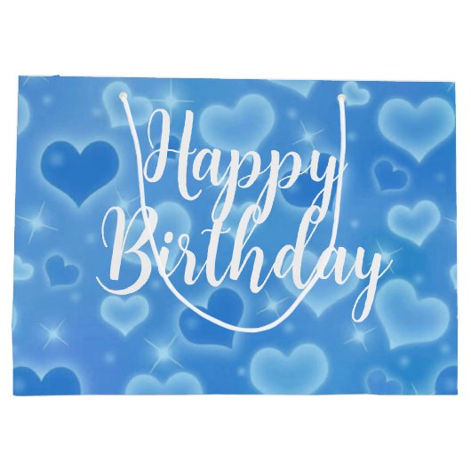 Baby Blue Happy Birthday Große Geschenktasche Große Geschenktüte (Rückseite)