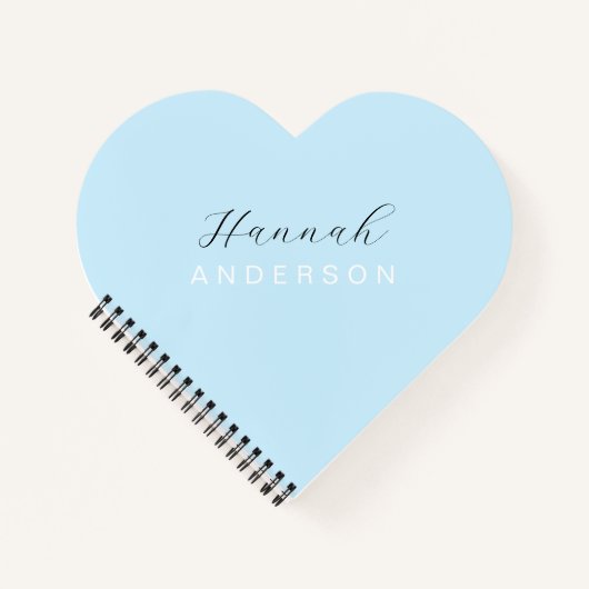 Baby Blue Heart Monogram Modern Feminine Notizblock (Vorderseite)