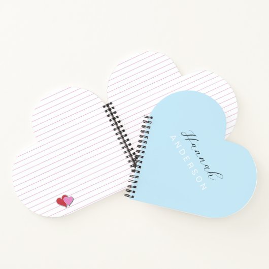 Baby Blue Heart Monogram Modern Feminine Notizblock (Innenseite)