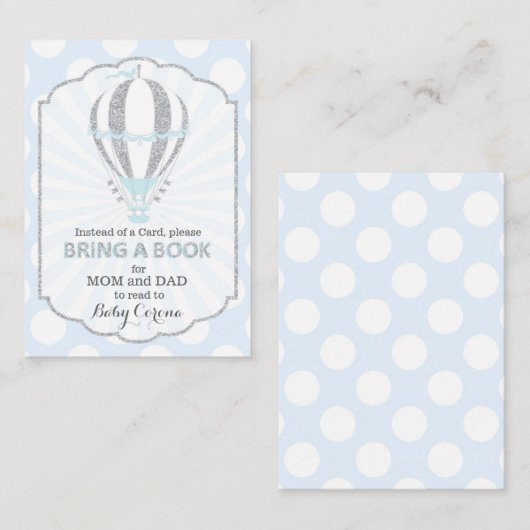 Baby Blue Hot Air Ballon Bringen Sie eine Reservek Begleitkarte (Vorne/Hinten)