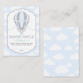 Baby Blue Hot Air Ballon Windeln Raffel Ticket Begleitkarte (Vorne/Hinten)