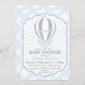 Baby Blue Hot Air Balloon Baby Dusche Einladung (Vorne/Hinten)