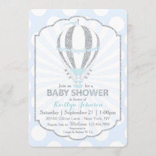 Baby Blue Hot Air Balloon Baby Dusche Einladung