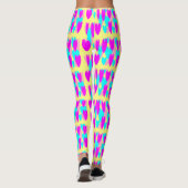 Baby Blue Hot Pink mellow gelbe Herzen Leggings (Rückseite)