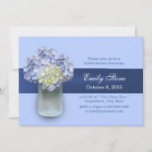 Baby Blue Hydrangea Mason Jar Brautparty Einladung (Vorderseite)