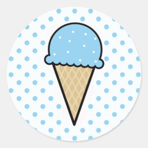 Baby Blue Ice Creme Cone Runder Aufkleber