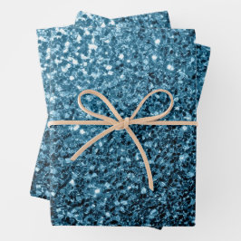 Baby Blue Imitats Glitzer Glitzern Geschenkpapier Set