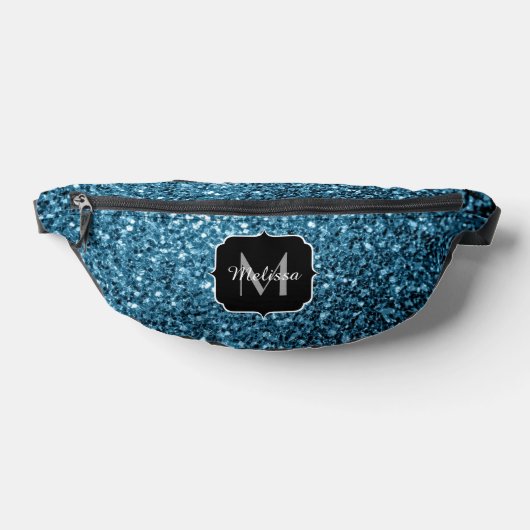 Baby Blue Imitats Glitzer Glitzern Monogram Bauchtasche (Ablage )