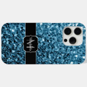 Baby Blue Imitats Glitzer Glitzern Monogram Case-Mate iPhone Hülle (Rückseite (Horizontal))