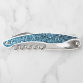 Baby Blue Imitats Glitzer Glitzern Monogram Kellnermesser (Rückseite)