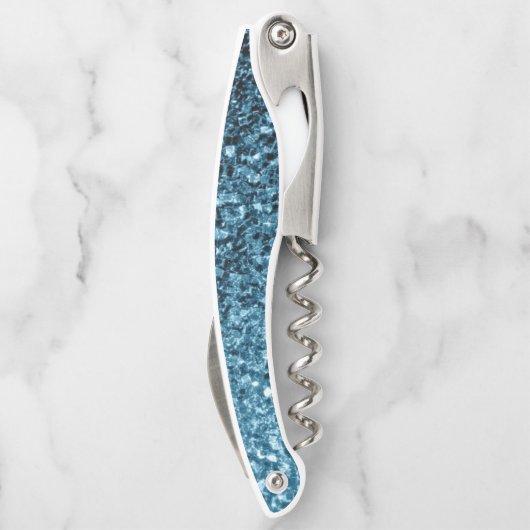 Baby Blue Imitats Glitzer Glitzern Monogram Kellnermesser (Rückseite)