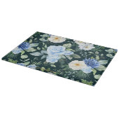Baby Blue Ivory White Roses Blumengrün Custom Schneidebrett (Ecke)