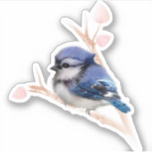 Baby Blue Jay Bird Custom-Cut Vinyl Sticker (Vorderseite)