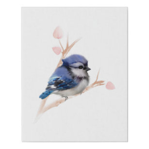 Baby Blue Jay Bird Wrapped Canvas Print Künstlicher Leinwanddruck