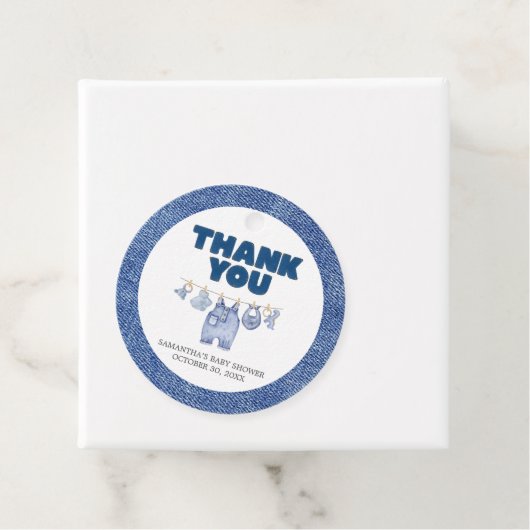 Baby Blue Jean Baby Dusche Round Geschenkanhänger (Beispiel)