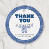 Baby Blue Jean Baby Dusche Round Geschenkanhänger (Vorderseite)