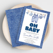 Baby Blue Jean Denim Baby Shower Einladung