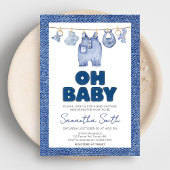 Baby Blue Jean Denim Baby Shower Einladung